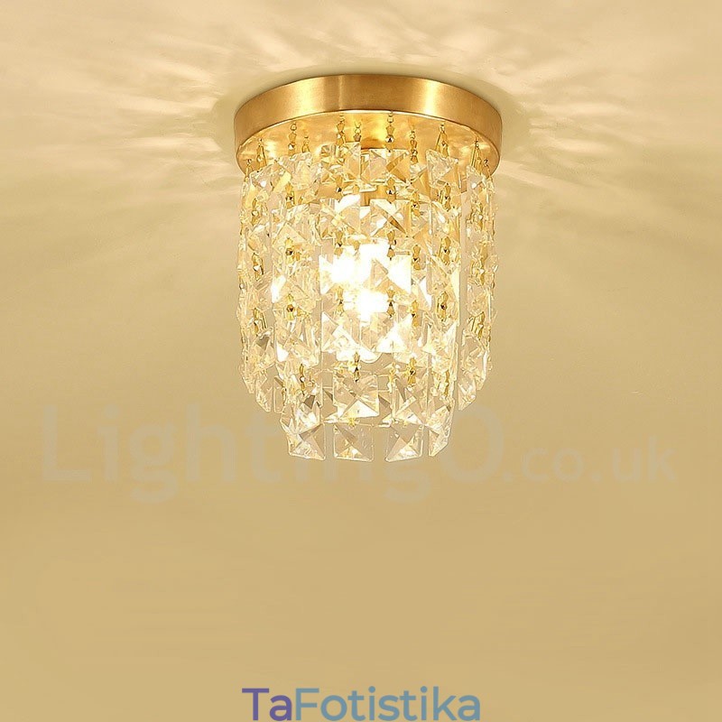 Φωτιστικά οροφής από καθαρό ορείχαλκο Rustic Lodge Nordic Style Flush Mount Crystal Lights