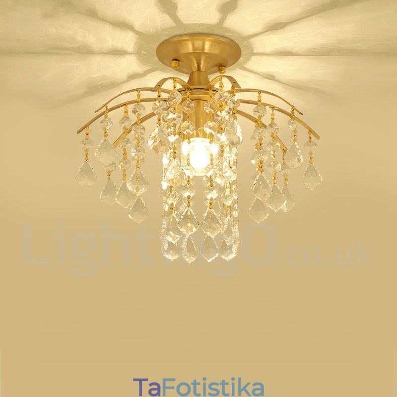 Φωτιστικά οροφής από καθαρό ορείχαλκο Rustic Lodge Nordic Style Flush Mount Crystal Lights