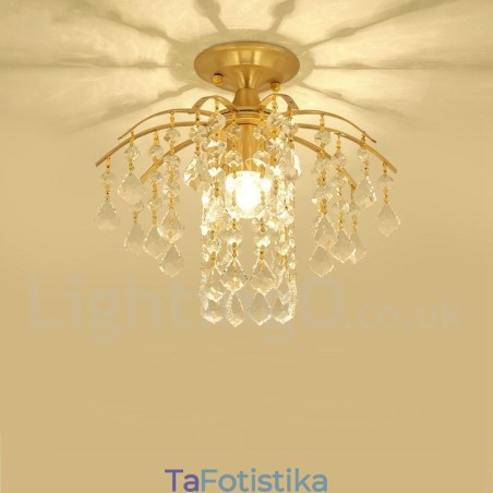 Φωτιστικά οροφής από καθαρό ορείχαλκο Rustic Lodge Nordic Style Flush Mount Crystal Lights Φωτιστικά οροφής από καθαρό ορείχαλκο Rustic Lodge Nordic Style Flush Mount Crystal Lights