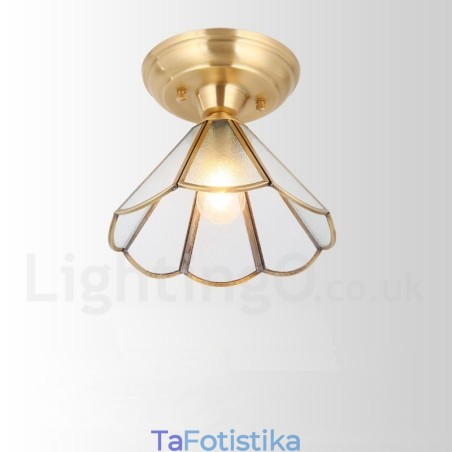 Φωτιστικό οροφής ρουστίκ Lodge Nordic Style από καθαρό ορείχαλκο με γυάλινη σκιά Φωτιστικό οροφής ρουστίκ Lodge Nordic Style από καθαρό ορείχαλκο με γυάλινη σκιά