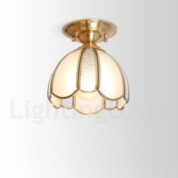 Καθαρό ορείχαλκο Rustic Lodge Nordic Style Flush Mount φωτιστικό οροφής με γυάλινη σκιά