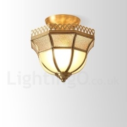 Καθαρό ορείχαλκο Rustic Lodge Nordic Style Flush Mount φωτιστικό οροφής με γυάλινη σκιά