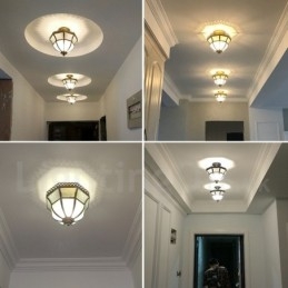 Καθαρό ορείχαλκο Rustic Lodge Nordic Style Flush Mount φωτιστικό οροφής με γυάλινη σκιά