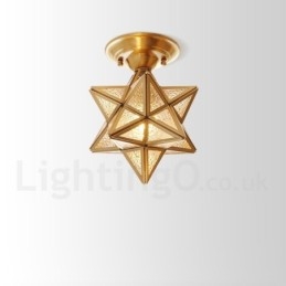 Καθαρό ορείχαλκο Rustic Lodge Nordic Style Flush Mount φωτιστικό οροφής με γυάλινη σκιά