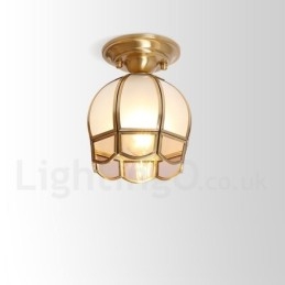 Καθαρό ορείχαλκο Rustic Lodge Nordic Style Flush Mount φωτιστικό οροφής με γυάλινη σκιά