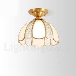 Καθαρό ορείχαλκο Rustic Lodge Nordic Style Flush Mount φωτιστικό οροφής με γυάλινη σκιά