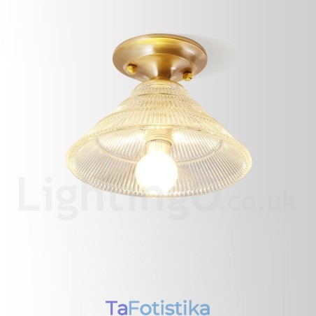 Φωτιστικό οροφής ρουστίκ Lodge Nordic Style από καθαρό ορείχαλκο με γυάλινη σκιά Φωτιστικό οροφής ρουστίκ Lodge Nordic Style από καθαρό ορείχαλκο με γυάλινη σκιά