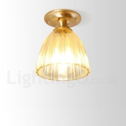 Καθαρό ορείχαλκο Rustic Lodge Nordic Style Flush Mount φωτιστικό οροφής με γυάλινη σκιά