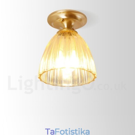 Καθαρό ορείχαλκο Rustic Lodge Nordic Style Flush Mount φωτιστικό οροφής με γυάλινη σκιά Καθαρό ορείχαλκο Rustic Lodge Nordic Style Flush Mount φωτιστικό οροφής με γυάλινη σκιά