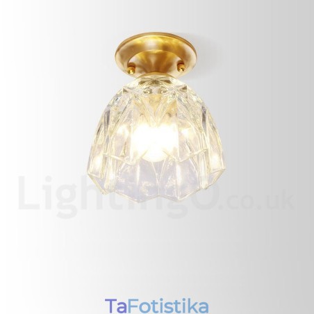 Φωτιστικό οροφής ρουστίκ Lodge Nordic Style από καθαρό ορείχαλκο με γυάλινη σκιά Φωτιστικό οροφής ρουστίκ Lodge Nordic Style από καθαρό ορείχαλκο με γυάλινη σκιά
