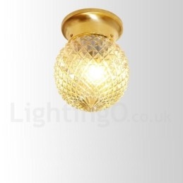Καθαρό ορείχαλκο Rustic Lodge Nordic Style Flush Mount φωτιστικό οροφής με γυάλινη σκιά