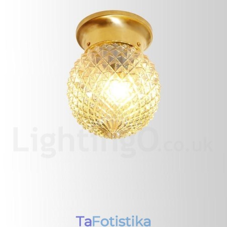 Καθαρό ορείχαλκο Rustic Lodge Nordic Style Flush Mount φωτιστικό οροφής με γυάλινη σκιά Καθαρό ορείχαλκο Rustic Lodge Nordic Style Flush Mount φωτιστικό οροφής με γυάλινη σκιά