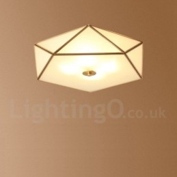 Καθαρό ορείχαλκο Rustic Lodge Nordic Style Flush Mount φωτιστικό οροφής με γυάλινη σκιά