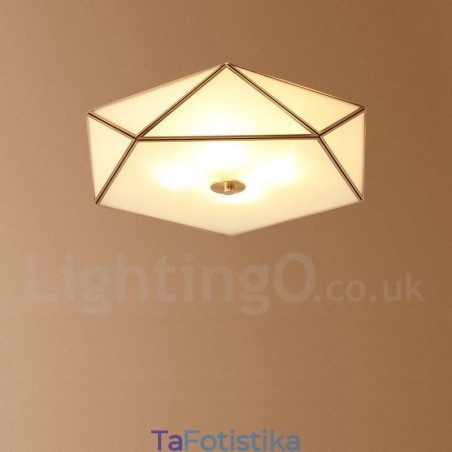Καθαρό ορείχαλκο Rustic Lodge Nordic Style Flush Mount φωτιστικό οροφής με γυάλινη σκιά Καθαρό ορείχαλκο Rustic Lodge Nordic Style Flush Mount φωτιστικό οροφής με γυάλινη σκιά