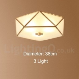 Καθαρό ορείχαλκο Rustic Lodge Nordic Style Flush Mount φωτιστικό οροφής με γυάλινη σκιά