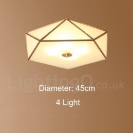 Καθαρό ορείχαλκο Rustic Lodge Nordic Style Flush Mount φωτιστικό οροφής με γυάλινη σκιά