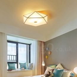 Καθαρό ορείχαλκο Rustic Lodge Nordic Style Flush Mount φωτιστικό οροφής με γυάλινη σκιά