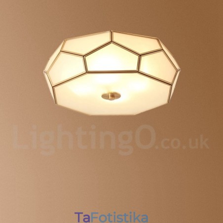Καθαρό ορείχαλκο Rustic Lodge Nordic Style Flush Mount φωτιστικό οροφής με γυάλινη σκιά Καθαρό ορείχαλκο Rustic Lodge Nordic Style Flush Mount φωτιστικό οροφής με γυάλινη σκιά