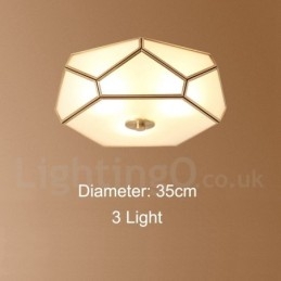 Καθαρό ορείχαλκο Rustic Lodge Nordic Style Flush Mount φωτιστικό οροφής με γυάλινη σκιά