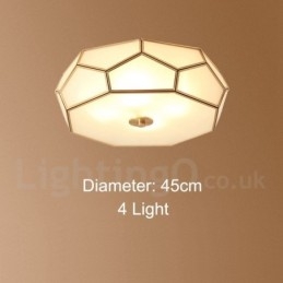 Καθαρό ορείχαλκο Rustic Lodge Nordic Style Flush Mount φωτιστικό οροφής με γυάλινη σκιά