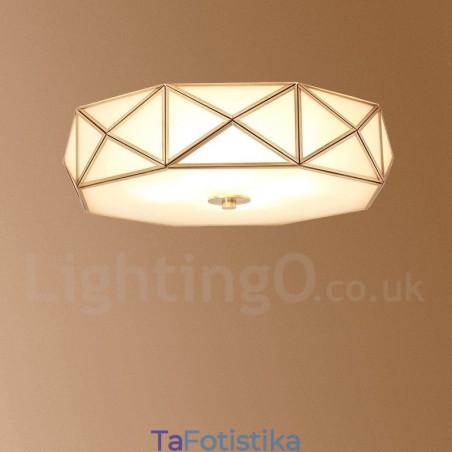 Φωτιστικό οροφής ρουστίκ Lodge Nordic Style από καθαρό ορείχαλκο με γυάλινη σκιά Φωτιστικό οροφής ρουστίκ Lodge Nordic Style από καθαρό ορείχαλκο με γυάλινη σκιά