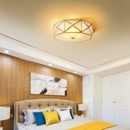 Φωτιστικό οροφής ρουστίκ Lodge Nordic Style από καθαρό ορείχαλκο με γυάλινη σκιά
