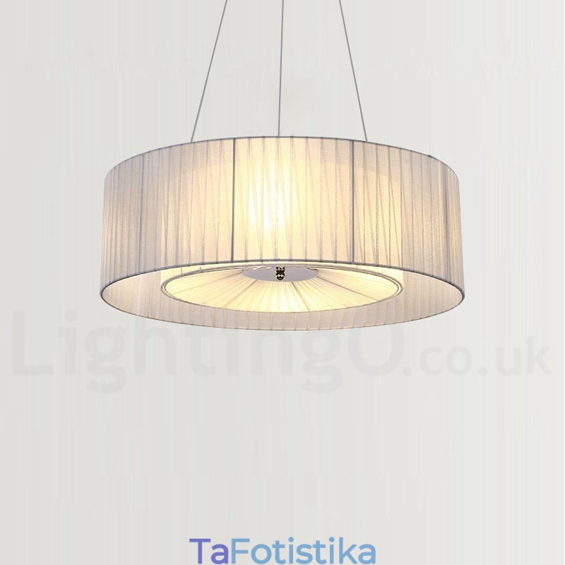 Drum 4 Light Κρεμαστό Μοντέρνο Φωτιστικό με Υφασμάτινη Απόχρωση
