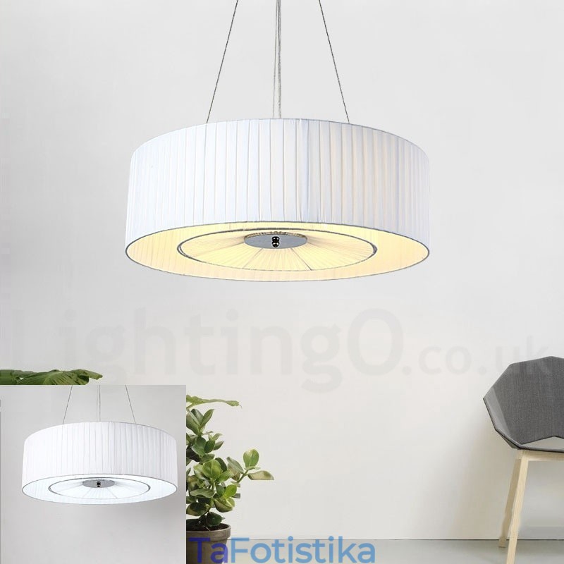 Drum 4 Light Κρεμαστό Μοντέρνο Φωτιστικό με Υφασμάτινη Απόχρωση