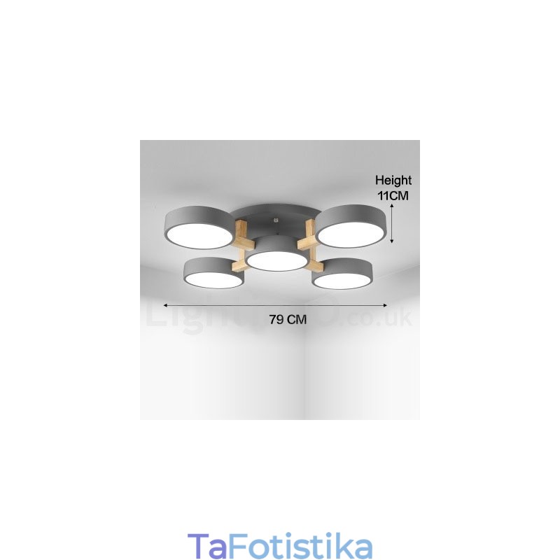 Ξύλινος πολυέλαιος μοντέρνας μοντέρνας σκανδιναβικής τεχνοτροπίας χωνευτό φωτιστικό οροφής με ακρυλική σκιά