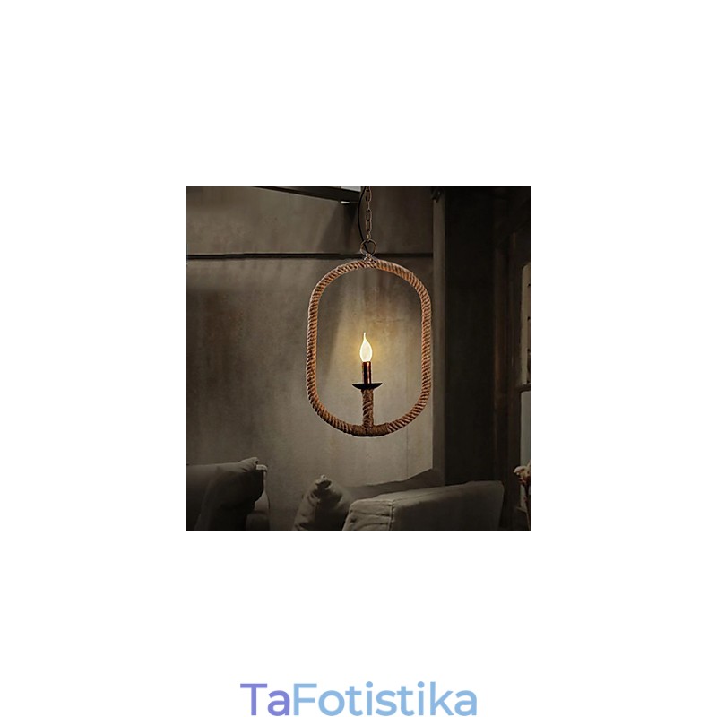 Ρετρό 1 Φωτιστικό Πολυέλαιος με σχοινί κάνναβης Retro Country Style