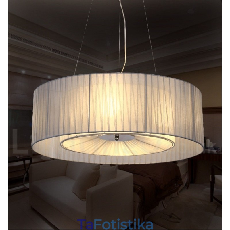 Drum 4 Light Κρεμαστό Μοντέρνο Φωτιστικό με Υφασμάτινη Απόχρωση