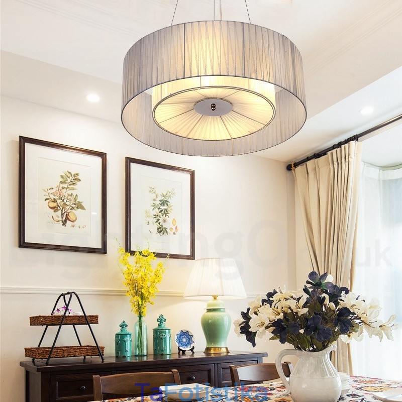 Drum 4 Light Κρεμαστό Μοντέρνο Φωτιστικό με Υφασμάτινη Απόχρωση
