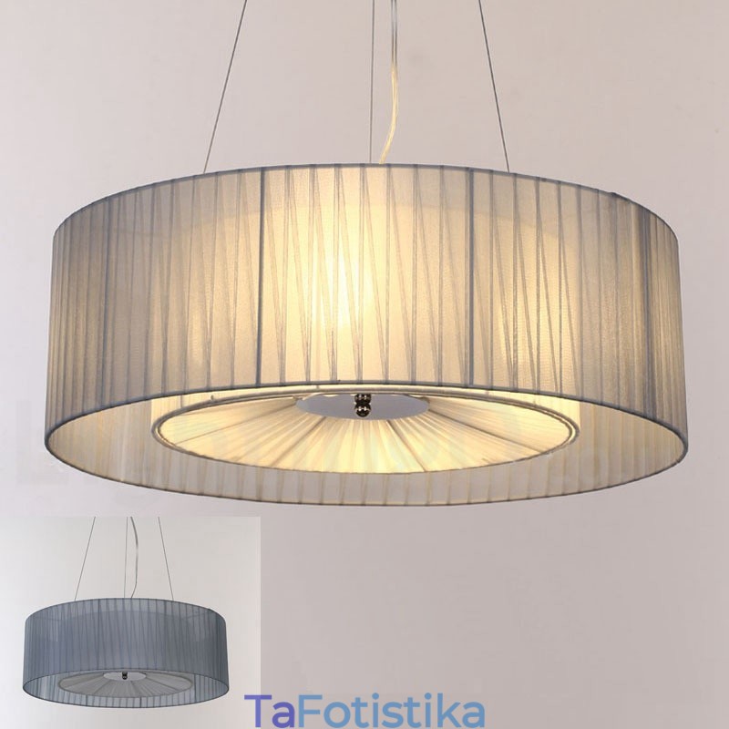 Drum 4 Light Κρεμαστό Μοντέρνο Φωτιστικό με Υφασμάτινη Απόχρωση