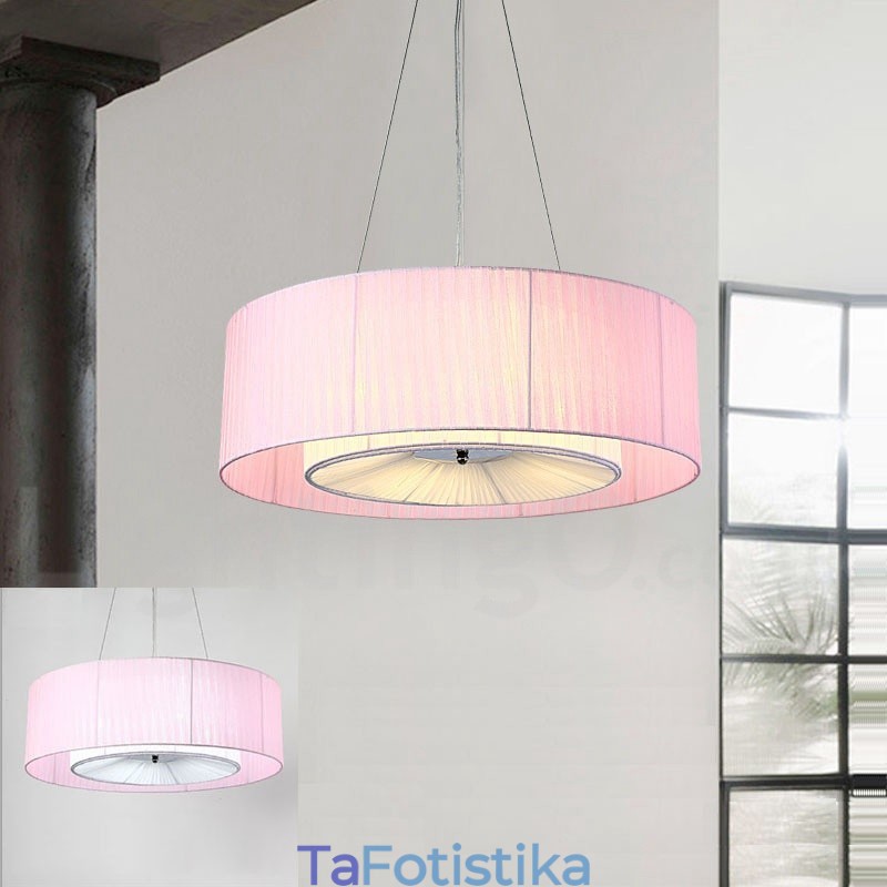 Drum 4 Light Κρεμαστό Μοντέρνο Φωτιστικό με Υφασμάτινη Απόχρωση
