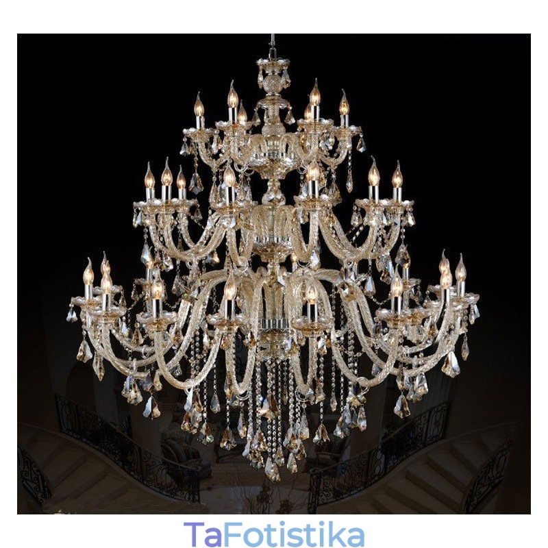 Εξαιρετικά μεγάλος 3 επιπέδων ρετρό κονιάκ Χρώμα K9 Crystal Μοντέρνος πολυτελής πολυέλαιος