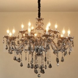 Μεγάλος πολυέλαιος 18 Lights Retro Grey Color K9 Crystal Candle Large Chandelier