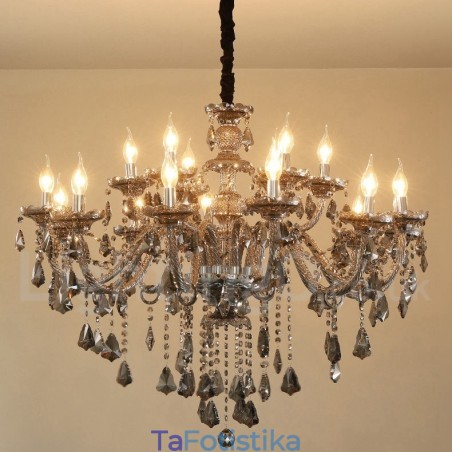 Μεγάλος πολυέλαιος 18 Lights Retro Grey Color K9 Crystal Candle Large Chandelier Μεγάλος πολυέλαιος 18 Lights Retro Grey Color K9 Crystal Candle Large Chandelier