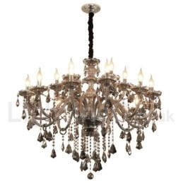 Μεγάλος πολυέλαιος 18 Lights Retro Grey Color K9 Crystal Candle Large Chandelier