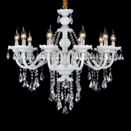 Πολυέλαιος Ρετρό Λευκό Χρώμα Κ9 Clear Crystal Candele