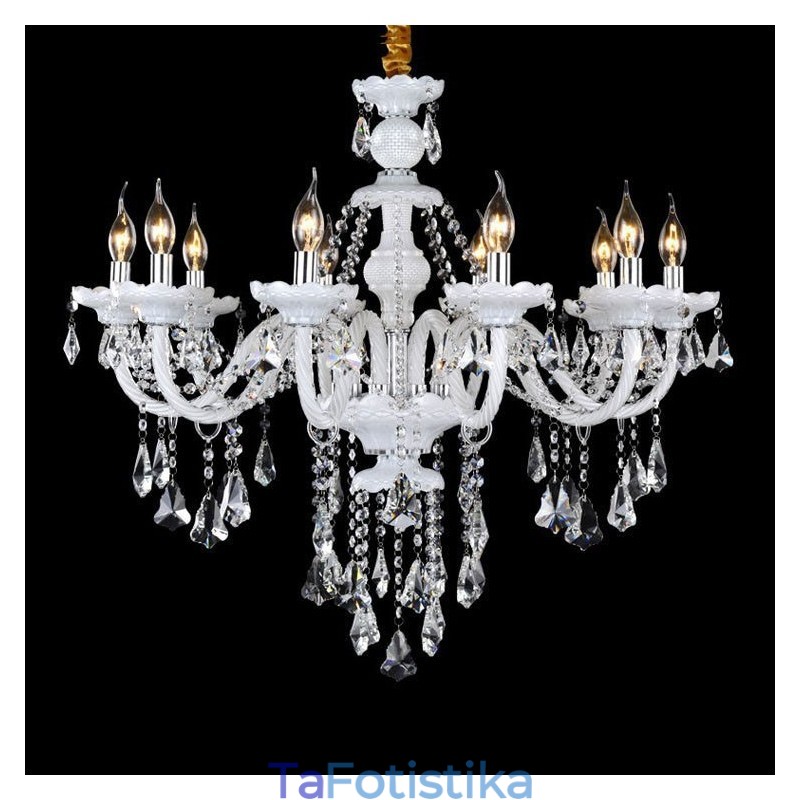 Πολυέλαιος Ρετρό Λευκό Χρώμα Κ9 Clear Crystal Candele
