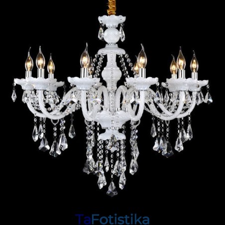 Πολυέλαιος Ρετρό Λευκό Χρώμα Κ9 Clear Crystal Candele Πολυέλαιος Ρετρό Λευκό Χρώμα Κ9 Clear Crystal Candele