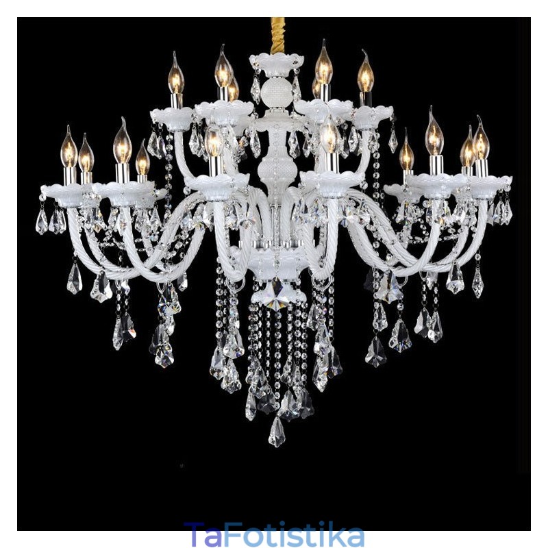 Πολυέλαιος 15 Lights Retro White Color K9 Clear Crystal Candelier