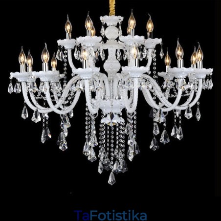 Πολυέλαιος 15 Lights Retro White Color K9 Clear Crystal Candelier