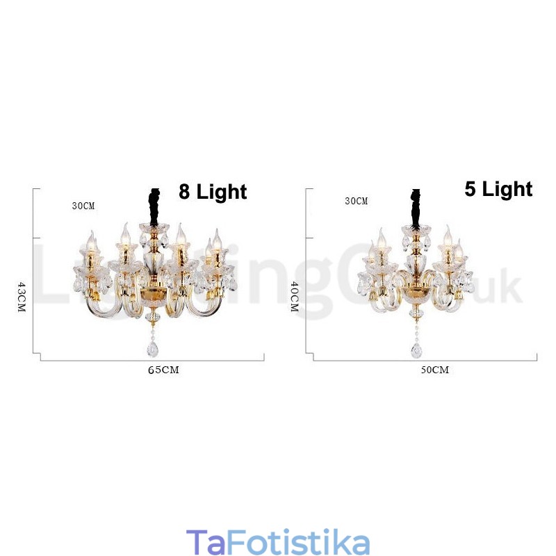 Πολυέλαιος Ρετρό Χρυσό Χρώμα Κ9 Clear Crystal Κερί