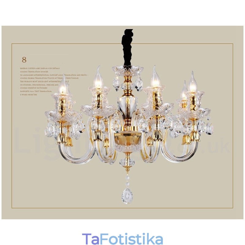 Πολυέλαιος Ρετρό Χρυσό Χρώμα Κ9 Clear Crystal Κερί