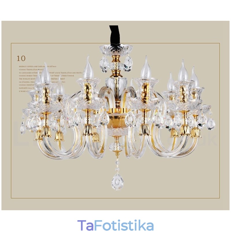 Πολυέλαιος Ρετρό Χρυσό Χρώμα Κ9 Clear Crystal Κερί