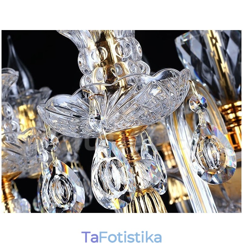 Πολυέλαιος Ρετρό Χρυσό Χρώμα Κ9 Clear Crystal Κερί