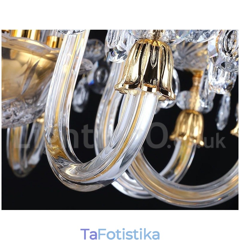 Πολυέλαιος Ρετρό Χρυσό Χρώμα Κ9 Clear Crystal Κερί