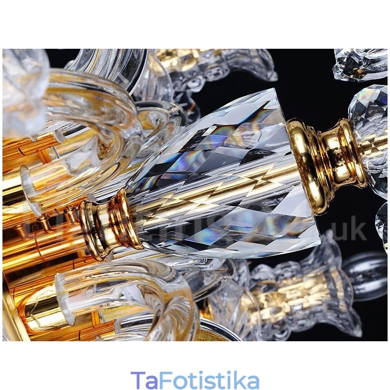 Πολυέλαιος Ρετρό Χρυσό Χρώμα Κ9 Clear Crystal Κερί