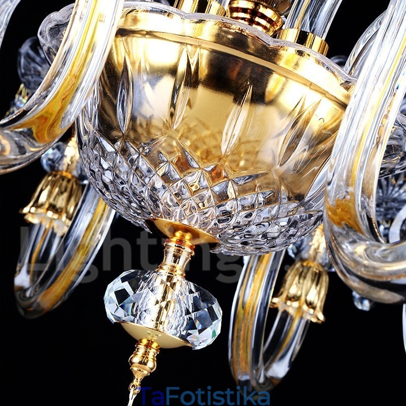 Πολυέλαιος Ρετρό Χρυσό Χρώμα Κ9 Clear Crystal Κερί